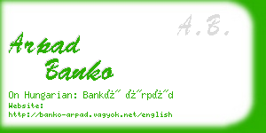 arpad banko business card