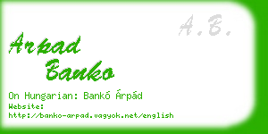 arpad banko business card